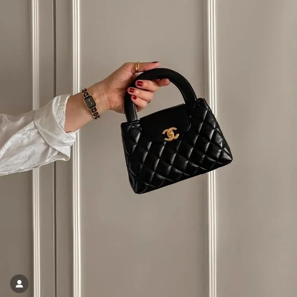 Chanel small Kelly bag. Black calf leather - Picture 3 of 17